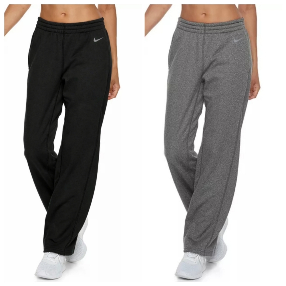 Nike Therma Dri-Fit Gray & Black Fleece Lined Straight Leg Sweatpants Women's XS